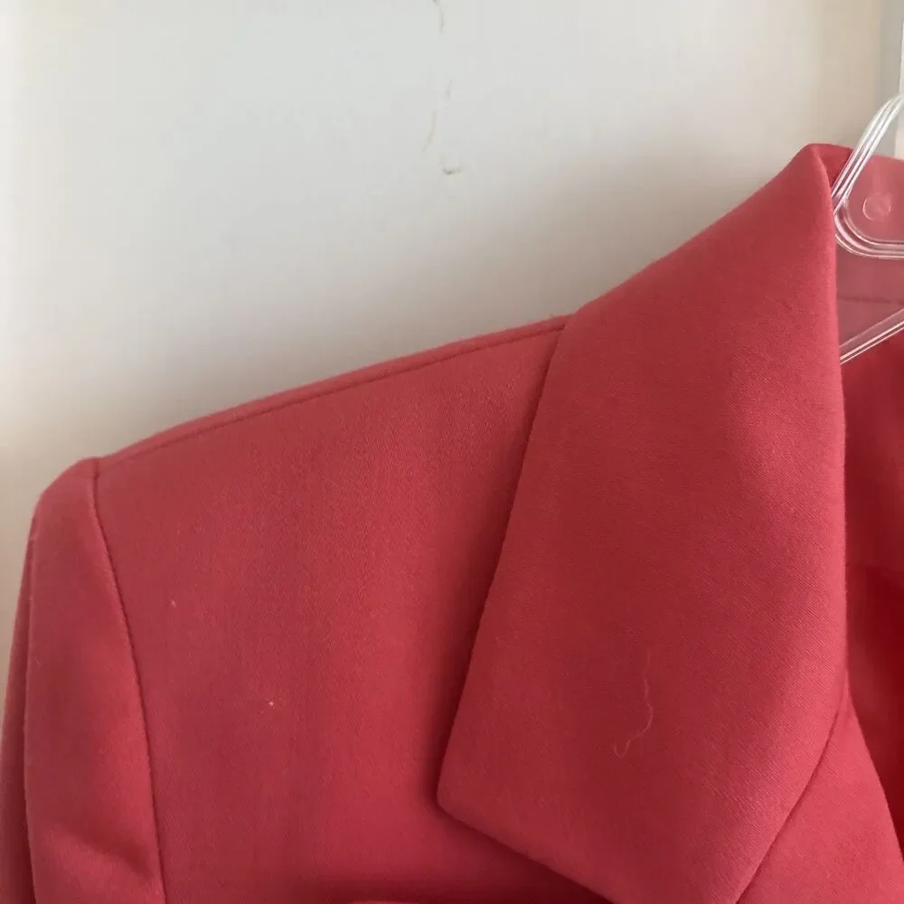 VTG CHRISTIAN DIOR Wool Coral salmon pink Gold Buttons Blazer Jacket Size 4 XS